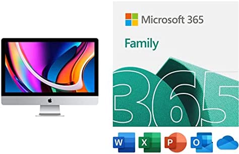 2020 Apple iMac with Retina 5K Display (27-inch, 8GB RAM, 512GB SSD Storage) with Microsoft 365 Family | 12-Month Subscription, up to 6 People | Premium Office Apps | PC/Mac Download