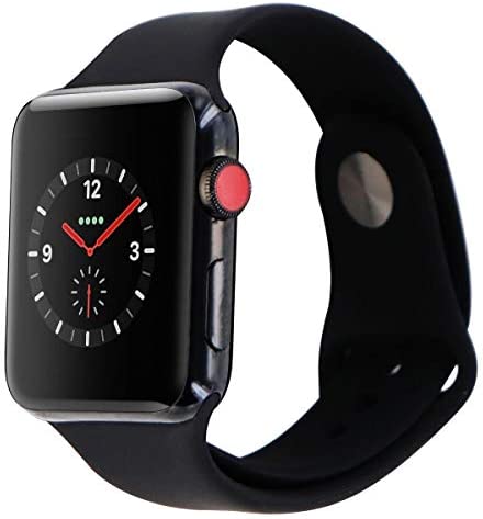 Apple Watch Series 3 (GPS + Cellular, 38MM) - Space Black Stainless Steel Case with Black Sport Band (Renewed)
