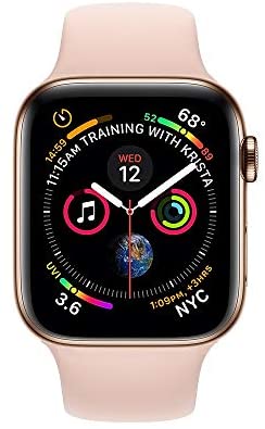 Apple Watch Series 4 (GPS + Cellular, 44MM) - Gold Stainless Steel Case with Pink Sand Sport Band (Renewed)