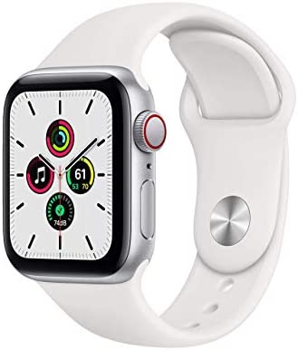 Apple Watch SE (GPS + Cellular, 40mm) - Silver Aluminum Case with White Sport Band (Renewed)