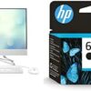 HP 24" All-in-One Desktop, AMD Athlon Silver 3050U Processor, AMD Radeon Graphics, 8 GB RAM, 256 GB SSD, Windows 11 Home (24-dd0210, Snow White) & Original HP 67 Black Ink Cartridge
