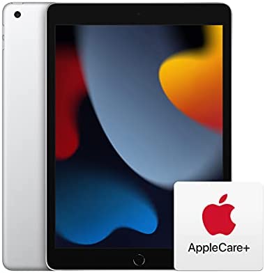 2021 Apple 10.2-inch iPad (Wi-Fi, 64GB) - Silver with AppleCare+ for iPad - 9th Generation (2 Years)