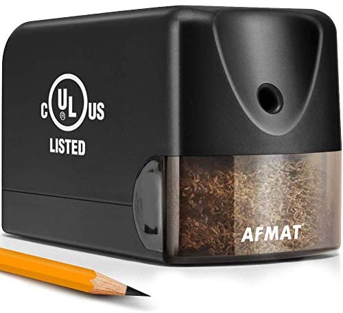 AFMAT Electric Pencil Sharpener, Heavy Duty Classroom Pencil Sharpeners for 6.5-8mm No.2/Colored Pencils, UL Listed Industrial Pencil Sharpener w/Stronger Helical Blade, Best School Pencil Sharpener