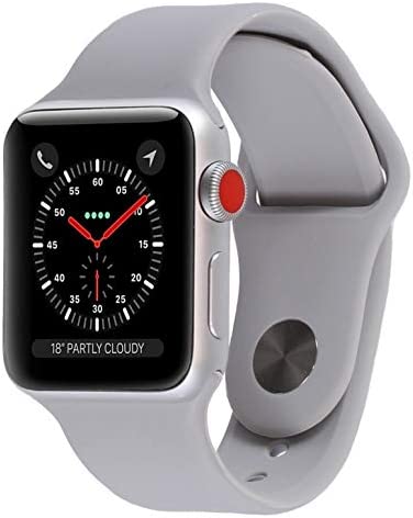 Apple Watch Series 3 (GPS + Cellular, 42MM) - Silver Aluminum Case with Fog Sport Band (Renewed)