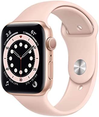 Apple Watch Series 6 (GPS, 44mm) - Gold Aluminum Case with Pink Sand Sport Band (Renewed)