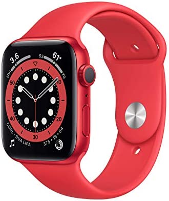 Apple Watch Series 6 (GPS, 44mm) - Red Aluminum Case with Red Sport Band (Renewed)