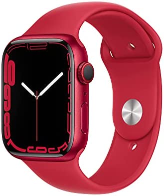 Apple Watch Series 7 (GPS + Cellular, 45mm)- Red Aluminum Case with Red Sport Band (Renewed)