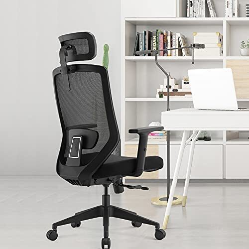 Ergolead Ergonomic Office Chair, Home Office Desk Chair, Most Comfortable Black Executive High Back Mesh Computer Office Chairs - Adjustable Back Support Lumbar, Seat Slider for Tall/Short People