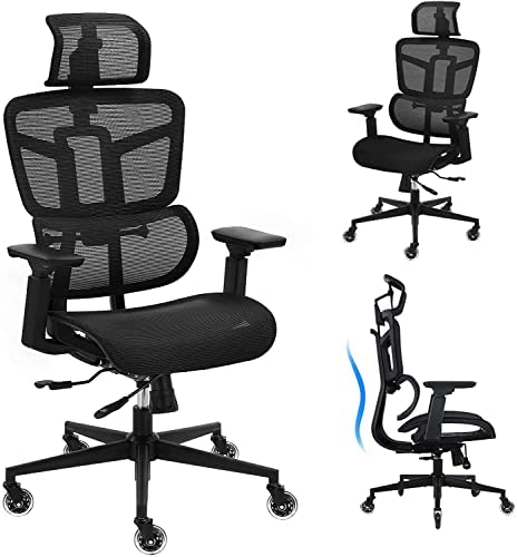 Ergonomic Office Chair, High Back Office Chair, Big & Tall Mesh Office Chair with Lumbar Support/Headrest/4D Armrests, Executive Task Chair with Adjustable Height for Conference/Home Office/Learning 1