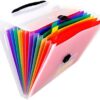 Expanding Files Folder 13 Pockets A4 Rainbow Accordion File Organizer,Index Handle File High Capacity Expanding Document Folder for Business Office Study(002)