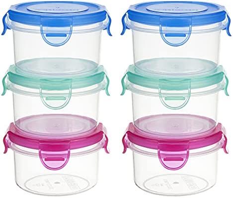 Freshmage Condiment Containers with Lids, 6 Pack 2.7 oz Reusable Leakproof Salad Dressing Container To Go Mini Meal Prep Sauce Cups