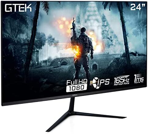 GTEK F2465P 24-Inch Frameless Gaming Monitor Full HD 1920 x 1080P, IPS 1ms, 165Hz (Supports 144Hz) HDR, FreeSync, DisplayPort/HDMI, VESA