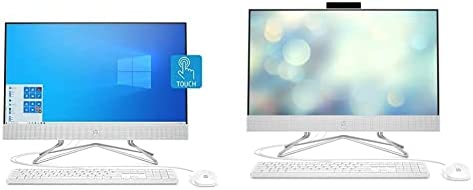 HP 24-inch All-in-One Touchscreen Desktop Computer, Snow White & HP 24" All-in-One Desktop, AMD Athlon Silver 3050U Processor, AMD Radeon Graphics