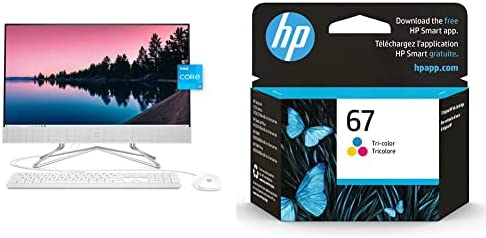 HP All-in-One Desktop PC, 11th Gen Intel Core i3-1115G4 Processor, Full HD 23.8” Display & 67 Tri-Color Ink Cartridge | Works with HP DeskJet 1255, 2700, 4100 Series, HP Envy 6000, 6400 Series