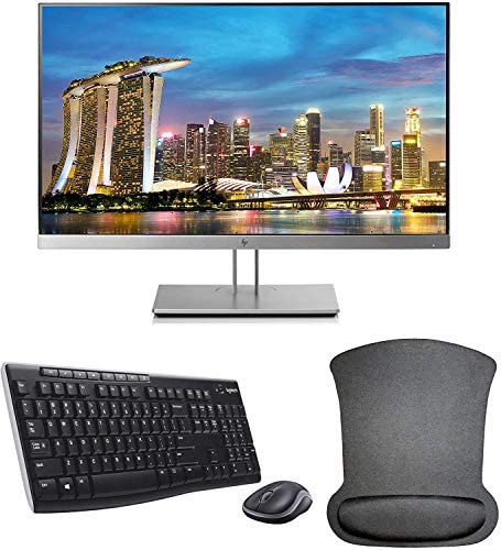 HP EliteDisplay E233 23 Inch 1920 x 1080 (1FH46A8#ABA) Full HD IPS LED Backlit Monitor Bundle with HDMI, VGA, DisplayPort, Gel Mouse Pad, and MK270 Wireless Keyboard and Mouse Combo