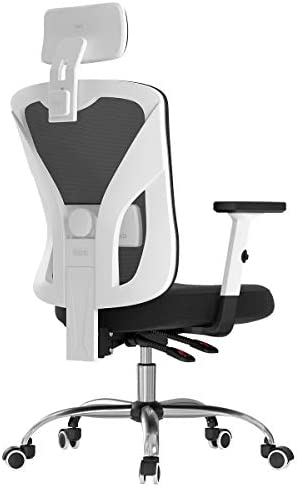 Hbada Ergonomic Office Desk Chair with Adjustable Armrest, Lumbar Support, Headrest and Breathable Skin-Friendly Mesh, White