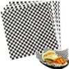 Hslife 100 Sheets Black and White Checkered Dry Waxed Deli Paper Sheets, Paper Liners for Plastic Food Basket, Wrapping Bread and Sandwiches(11''x11.6'')