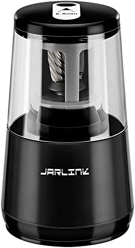 JARLINK Electric Pencil Sharpener, Classroom Pencil Sharpeners, Auto Stop for 6-8mm No.2/Colored Pencils, Electric Pencil Sharpener Plug in/USB/Battery Operated in School/Office/Home (Black)