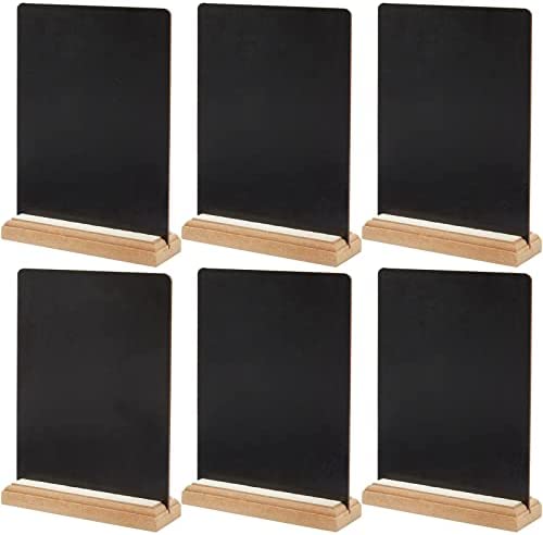 Juvale Mini Tabletop Chalkboard Signs with Wood Base (6 Pack), 6 x 8 Inches