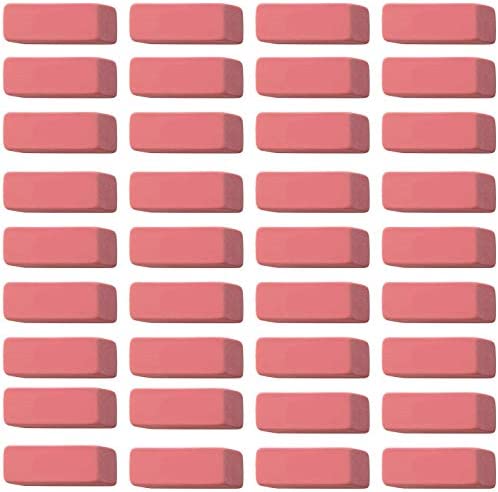 Pink Erasers, Premium Quality Latex Free Eraser Rubber - Standard Size Perfect for School, Office - (48 Pack)