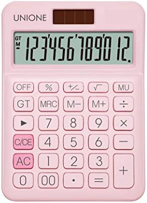 UNIONE Pink Calculator with a Bright LCD, Dual Power Handheld Desktop. Business, Office, High School