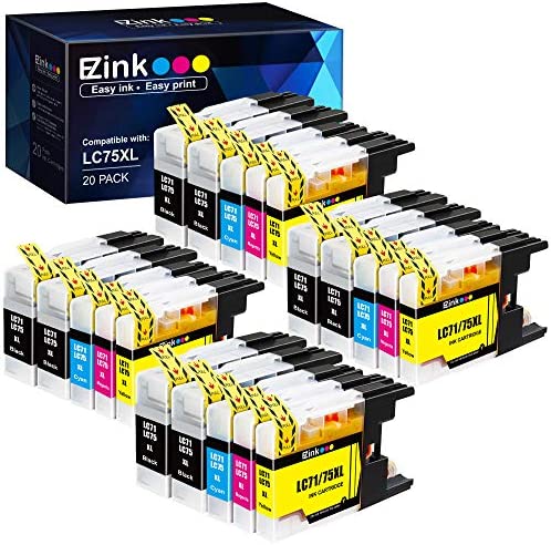 E-Z Ink (TM) Compatible Ink Cartridge Replacement for Brother LC75 LC71 LC79 XL High Yield To Use With MFC-J6510DW MFC-J6710DW MFC-J6910DW MFC-J280W (8 Black, 4 Cyan, 4 Magenta, 4 Yellow) 20 Pack