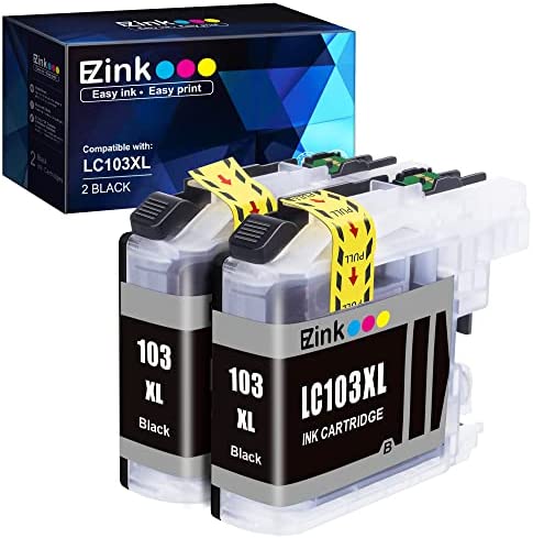 E-Z Ink (TM) Compatible Ink Cartridge Replacement for Brother LC-103XL LC103XL LC103 XL LC103BK High Yield Compatible with DCP-J4110DW DCP-J152W MFC-J285DW MFC-J870DW MFC-J245 MFC-J4310DW (2 Black)