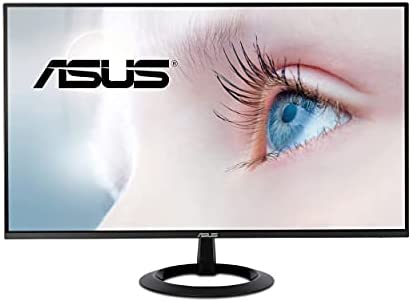 ASUS 23.8” 1080P Monitor (VZ24EHE) - Full HD, IPS, 75Hz, 1ms, Adaptive-Sync/FreeSync, Low Blue Light, Flicker Free, Ultra-Slim, VESA Mountable, Frameless, HDMI, VGA