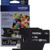 Brother Genuine High Yield Black Ink Cartridge, LC75BK, Replacement Black Ink, Page Yield Up To 600 Pages, LC75