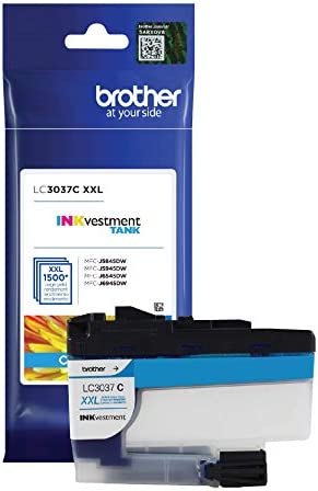 Brother Genuine LC3037C, Single Pack Super High-Yield Cyan INKvestment Tank Ink Cartridge, Page Yield Up to 1,500 Pages, LC3037, Amazon Dash Replenishment Cartridge