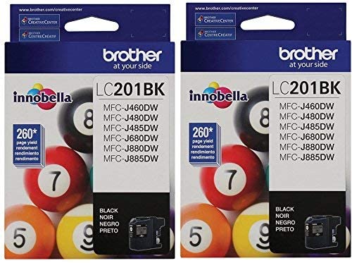 Brother LC-201BK Ink Cartridge (Black 2-pack) in Retail Packaging