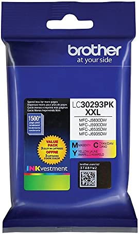Brother LC30293PK XXL High yield Ink Cartridge Set of Cyan, Magenta Yellow in Retail Packing