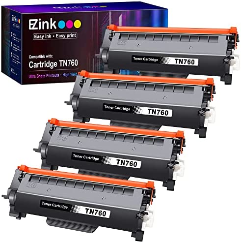 E-Z Ink (TM) Compatible Toner Cartridge Replacement for Brother TN760 TN-760 TN730 to Use with HL-L2350DW HL-L2395DW HL-L2390DW HL-L2370DW MFC-L2750DW MFC-L2710DW DCP-L2550DW (Black,4 Pack)