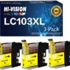 HI-Vision Compatible LC-103 LC103 XL High Yield Yellow Ink Cartridge Replacement for DCP-J152W, MFC-J245,J285DW,J450DW,J470DW,J475DW,J650DW,J870DW,J875DW Printer 3 pks