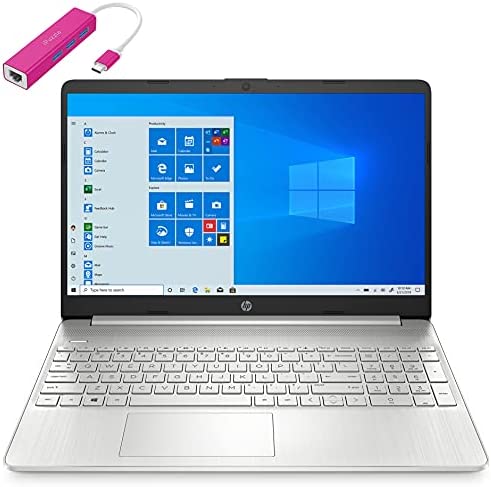 HP 15 15.6" FHD Laptop Computer, AMD Ryzen 3 3250U up to 3.5GHz (Beat i3-10110U), 16GB DDR4 RAM, 512GB SSD, 802.11AC WiFi, Bluetooth 5.0, Webcam, Type-C, HDMI, Silver, Windows 10 S, Type-C HUB