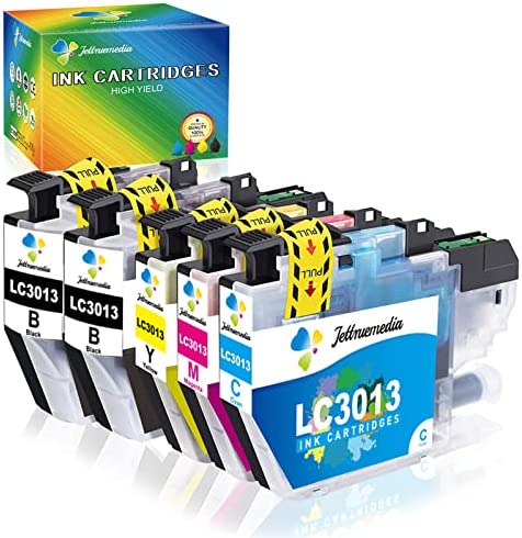 LC3013 Compatible Ink Cartridge, Jettruemedia Replacement Ink for Brother LC3013 XL LC3011 Works with MFC-J491DW MFC-J497DW MFC-J690DW MFC-J895DW Inkjet Printer (5-Pack,2BK/1C/1M/1Y)