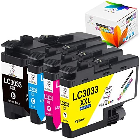 Miss Deer Upgraded LC3033 Ink Cartridges, Replacement for Brother 3033 LC3033XXL LC3033 LC3035XXL LC3035 Work for Brother MFC-J995DW MFC-J805DW MFC-J815DW (1Black, 1Cyan, 1Magenta, 1Yellow) 4 Pack