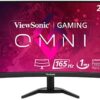 ViewSonic OMNI VX2468-PC-MHD 24 Inch Curved 1080p 1ms 165Hz Gaming Monitor with FreeSync Premium, Eye Care, HDMI and Display Port