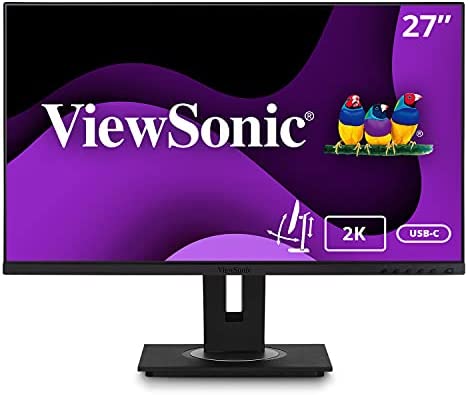 ViewSonic VG2755-2K 27 Inch IPS 1440p Monitor with USB 3.1 Type C HDMI DisplayPort and 40 Degree Tilt Ergonomics for Home and Office,Black